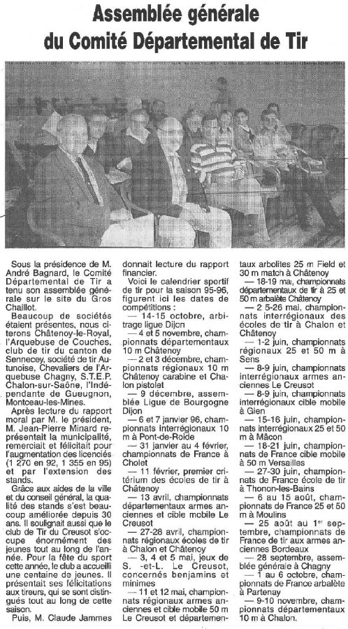 Assemblée Générale du Comité Départemental de Tir Septembre 1995 Le Journal de Saône et Loire