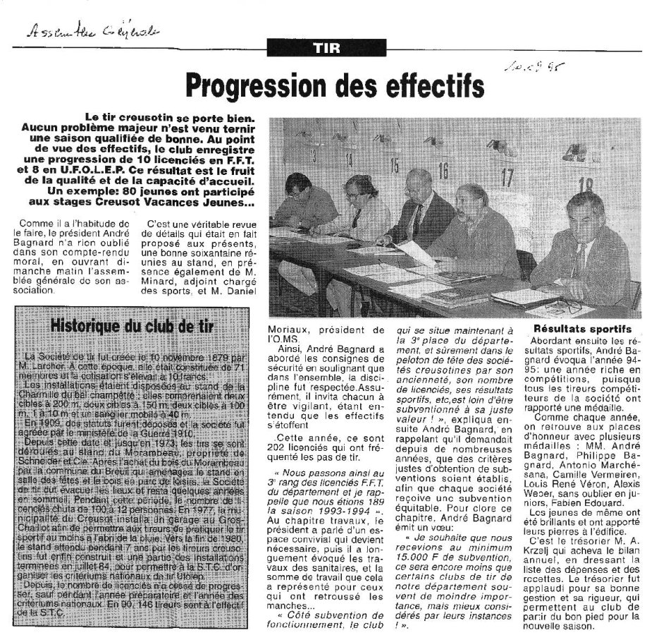 TIR Progression des effectifs AG 1995 Le Journal de Saône et Loire le 10 septembre 1995